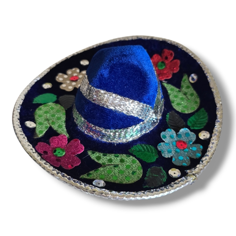 π Host Pick π Mexican Blue and Silver Small Dog Mini Sombrero - Picture 7 of 16